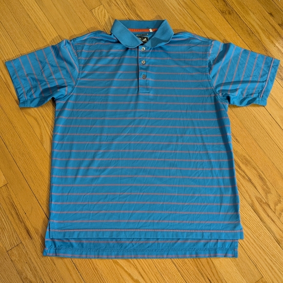 Adidas Blue and Orange Striped Men's Shirt - Picture 1 of 5